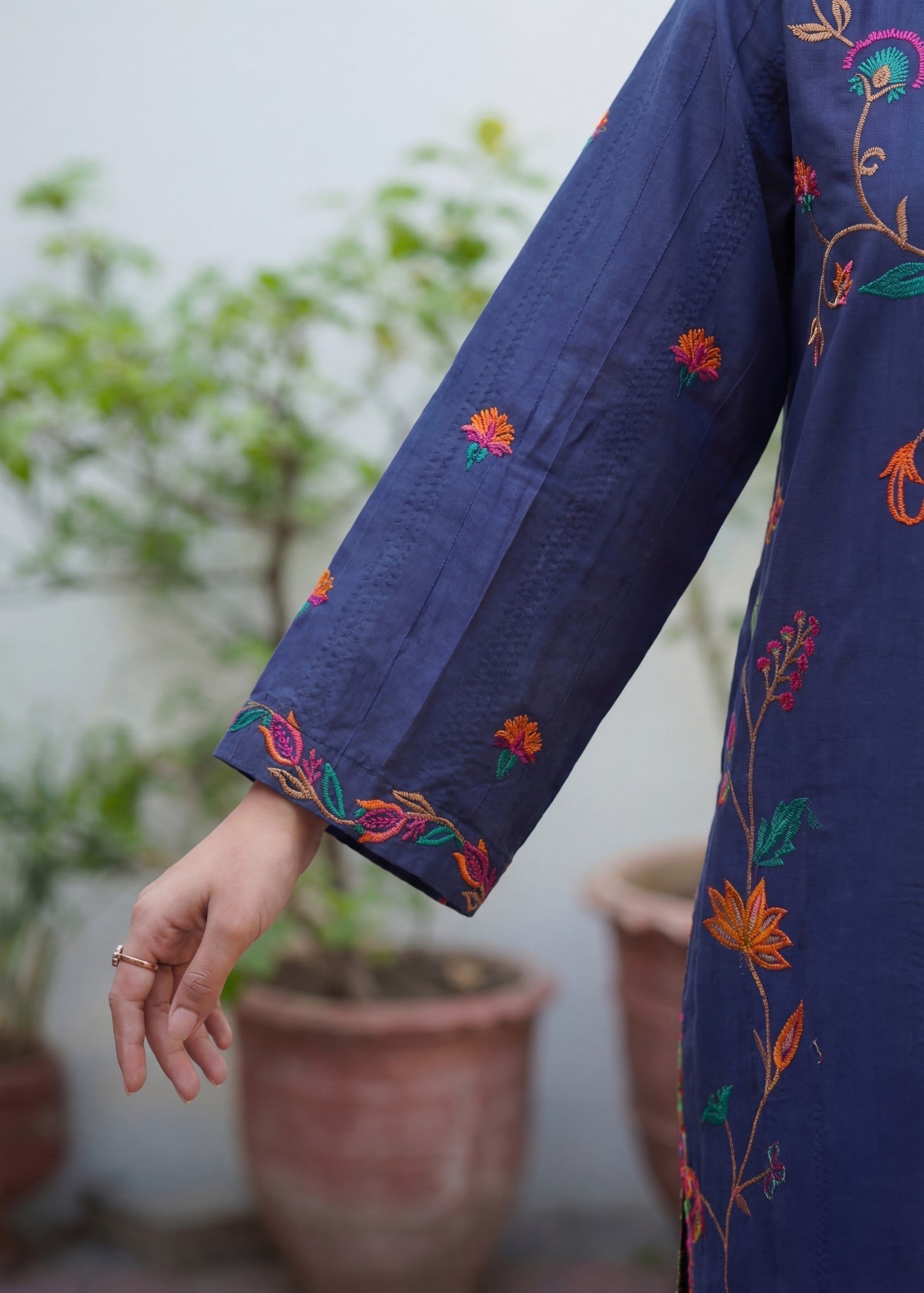 Embroidered Lawn 2-Piece Suit – Navy Blue, Summer Wear
