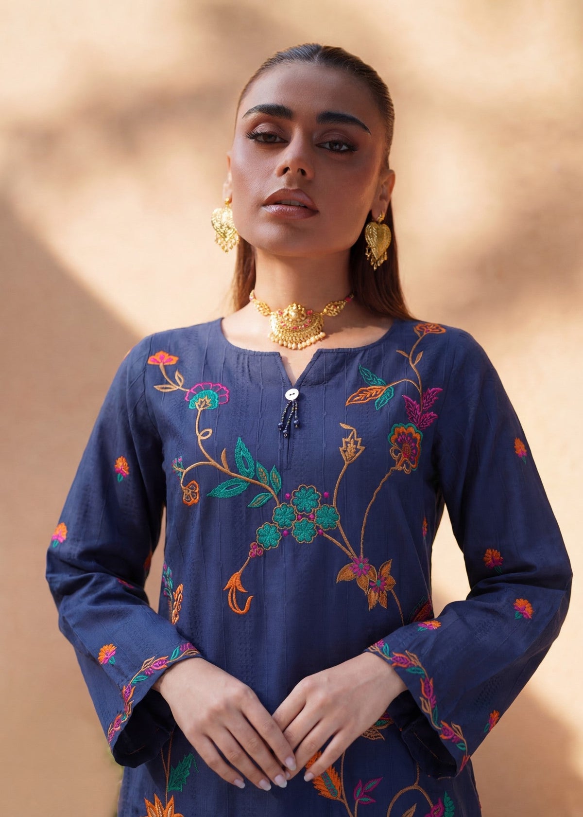 Embroidered Lawn 2-Piece Suit – Navy Blue, Summer Wear