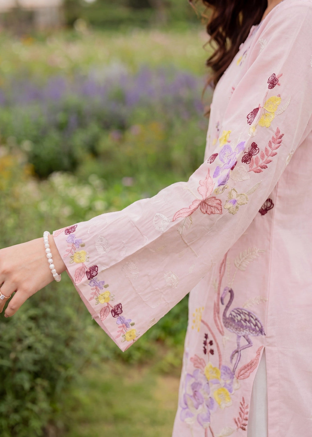 Embroidered Lawn Flapper Suit – Pink, Voile Dupatta