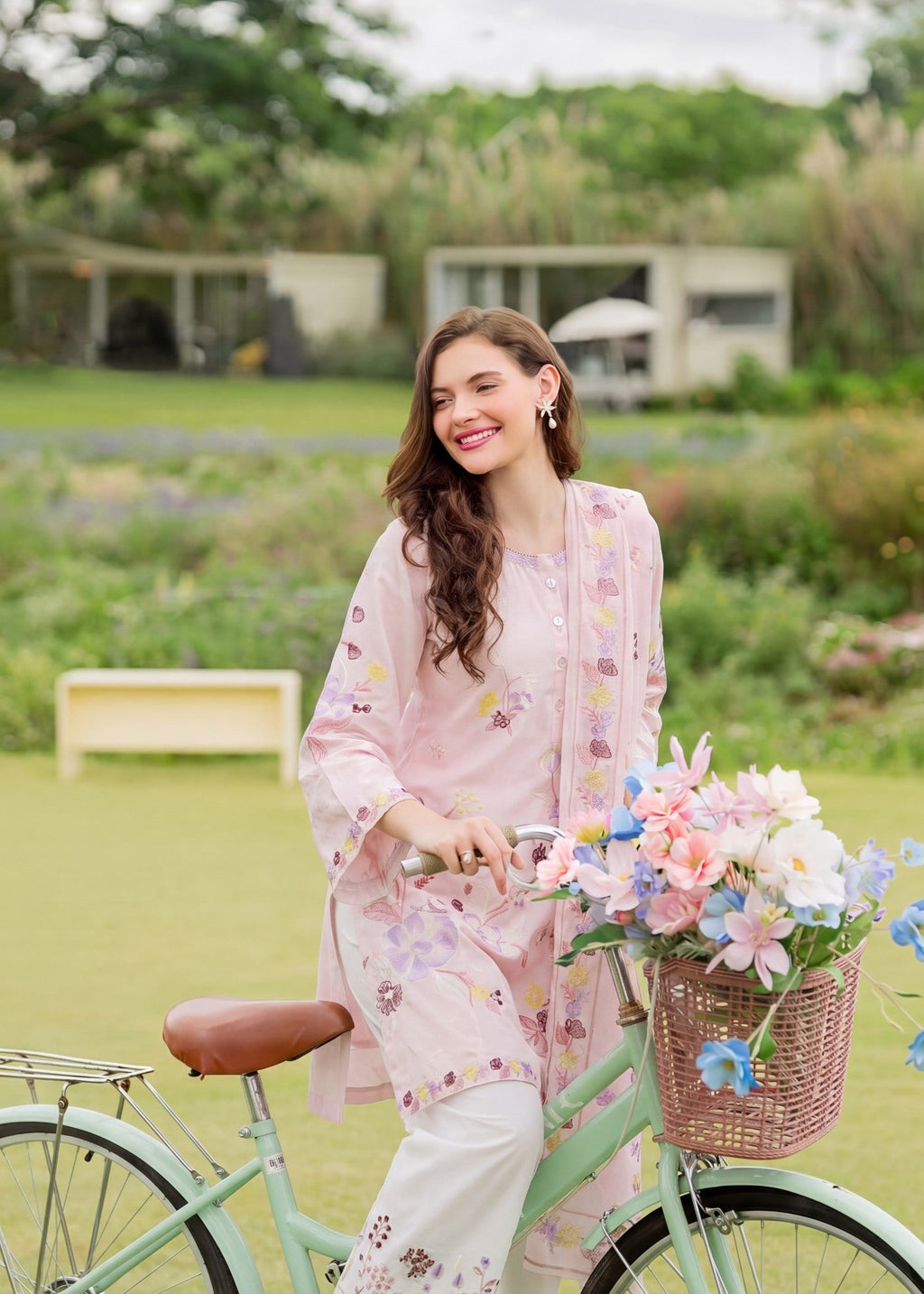 Embroidered Lawn Flapper Suit – Pink, Voile Dupatta