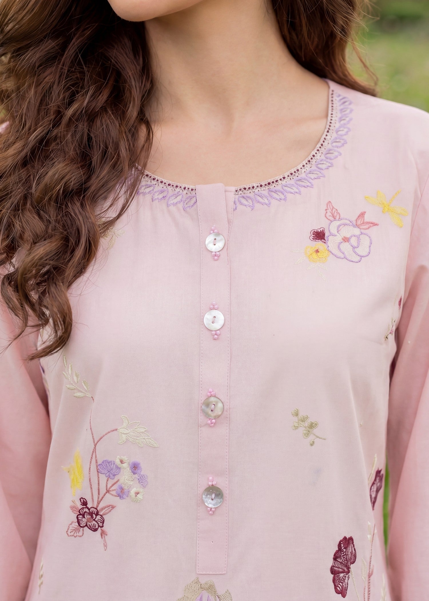 Embroidered Lawn Flapper Suit – Pink, Voile Dupatta