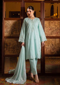 Embroidered Lawn 3-Piece Suit – Cyan, Voile Dupatta