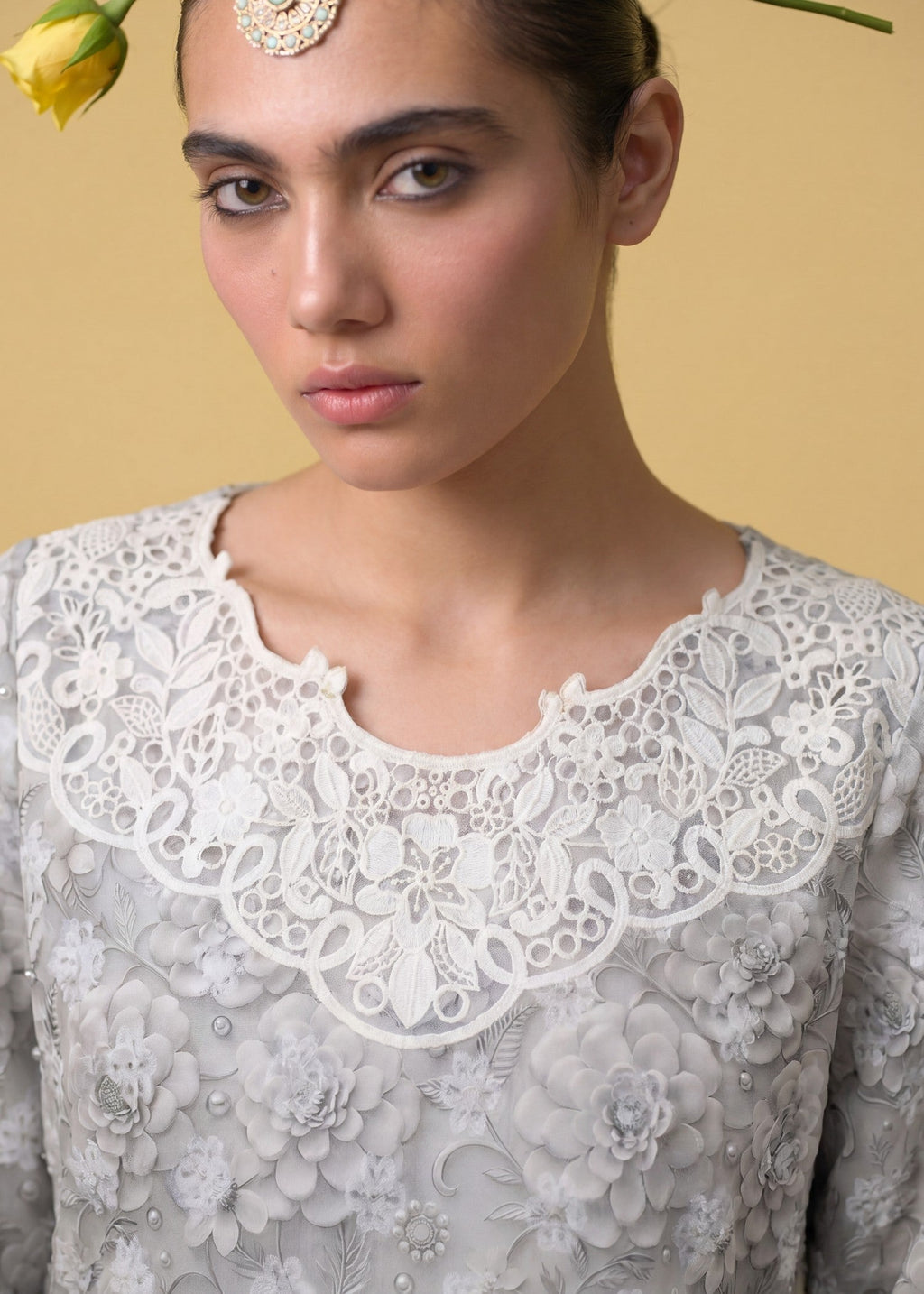 Embroidered Lawn Farshi Shalwar Suit – White, Summer Wear