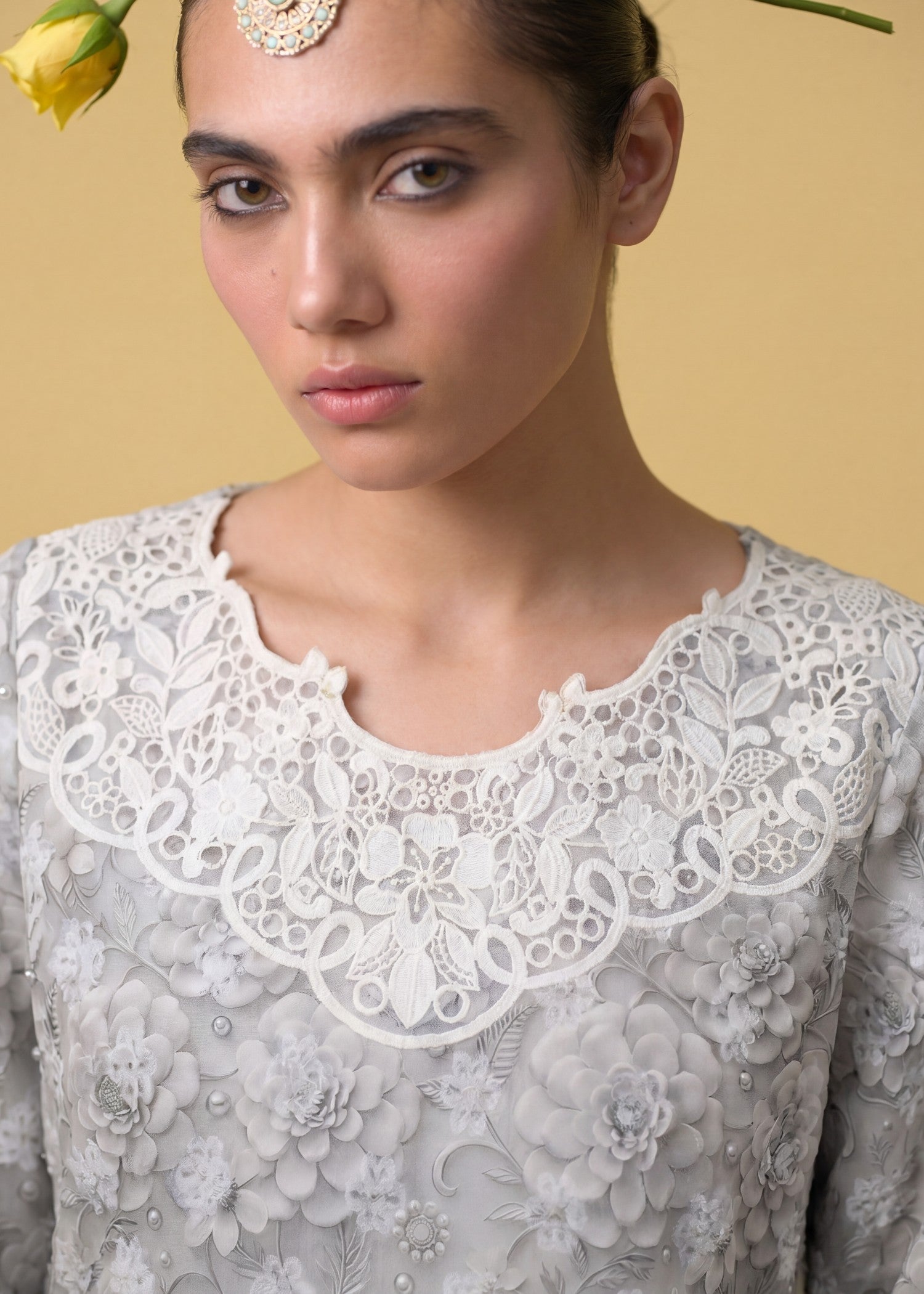 Embroidered Lawn Farshi Shalwar Suit – White, Summer Wear