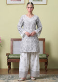 Embroidered Lawn Farshi Shalwar Suit – White, Summer Wear