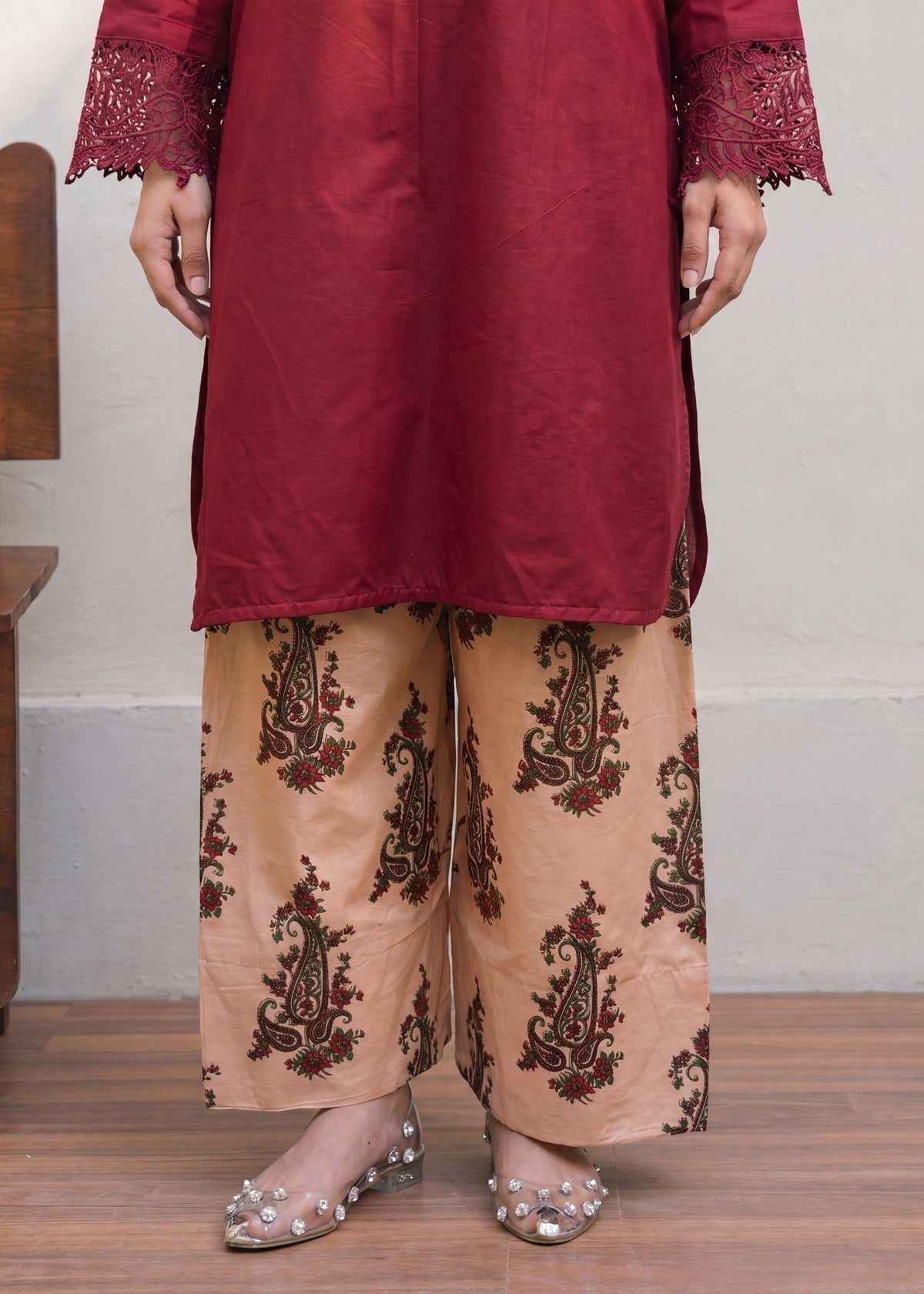 Embroidered Lawn 2-Piece Suit – Maroon, Summer Wear