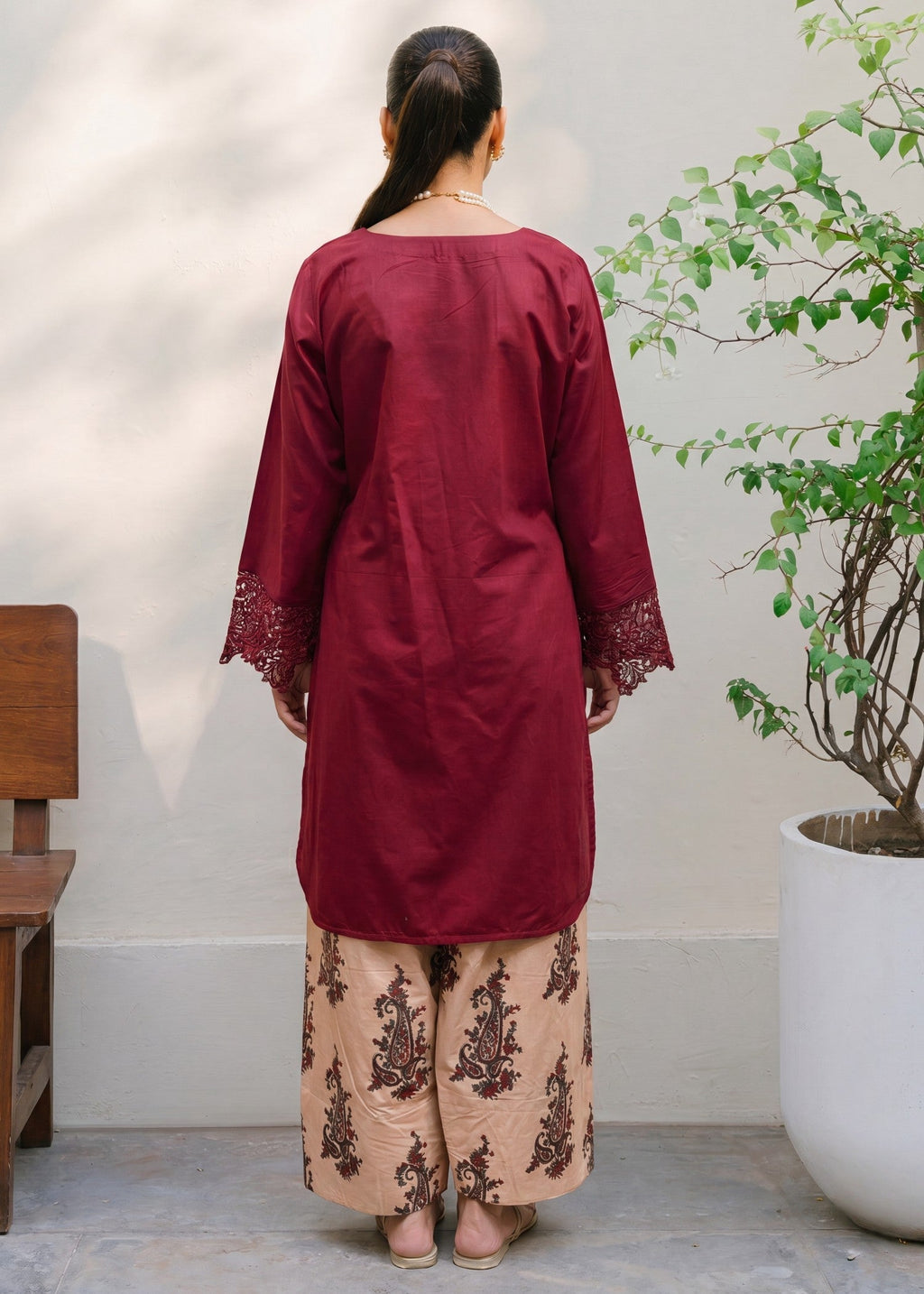 Embroidered Lawn 2-Piece Suit – Maroon, Summer Wear