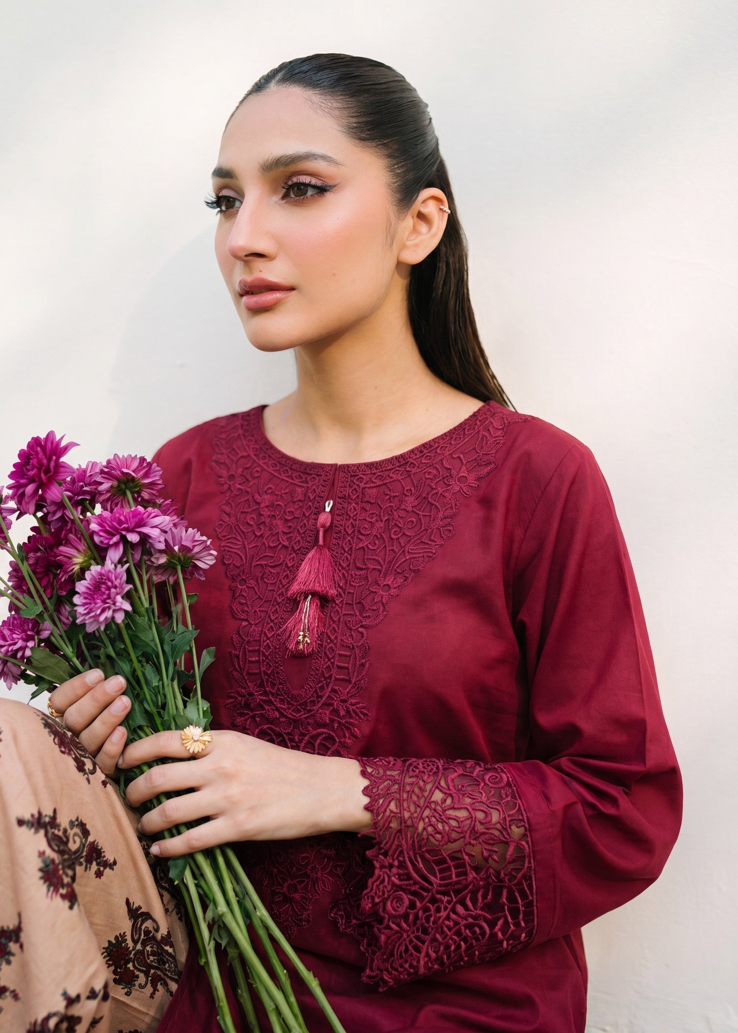 Embroidered Lawn 2-Piece Suit – Maroon, Summer Wear