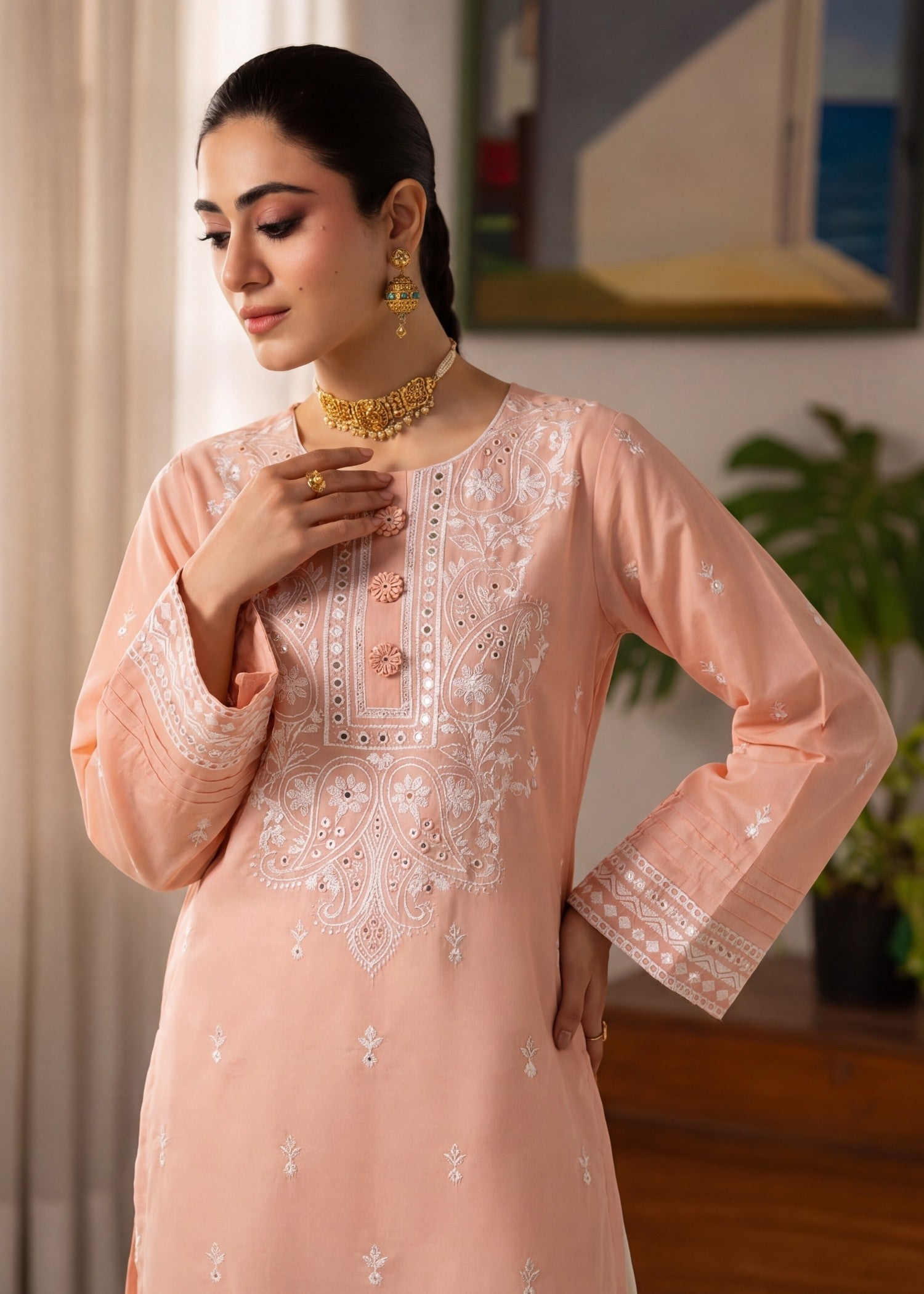 Embroidered Lawn 2-Piece Suit – Pink, Summer Wear