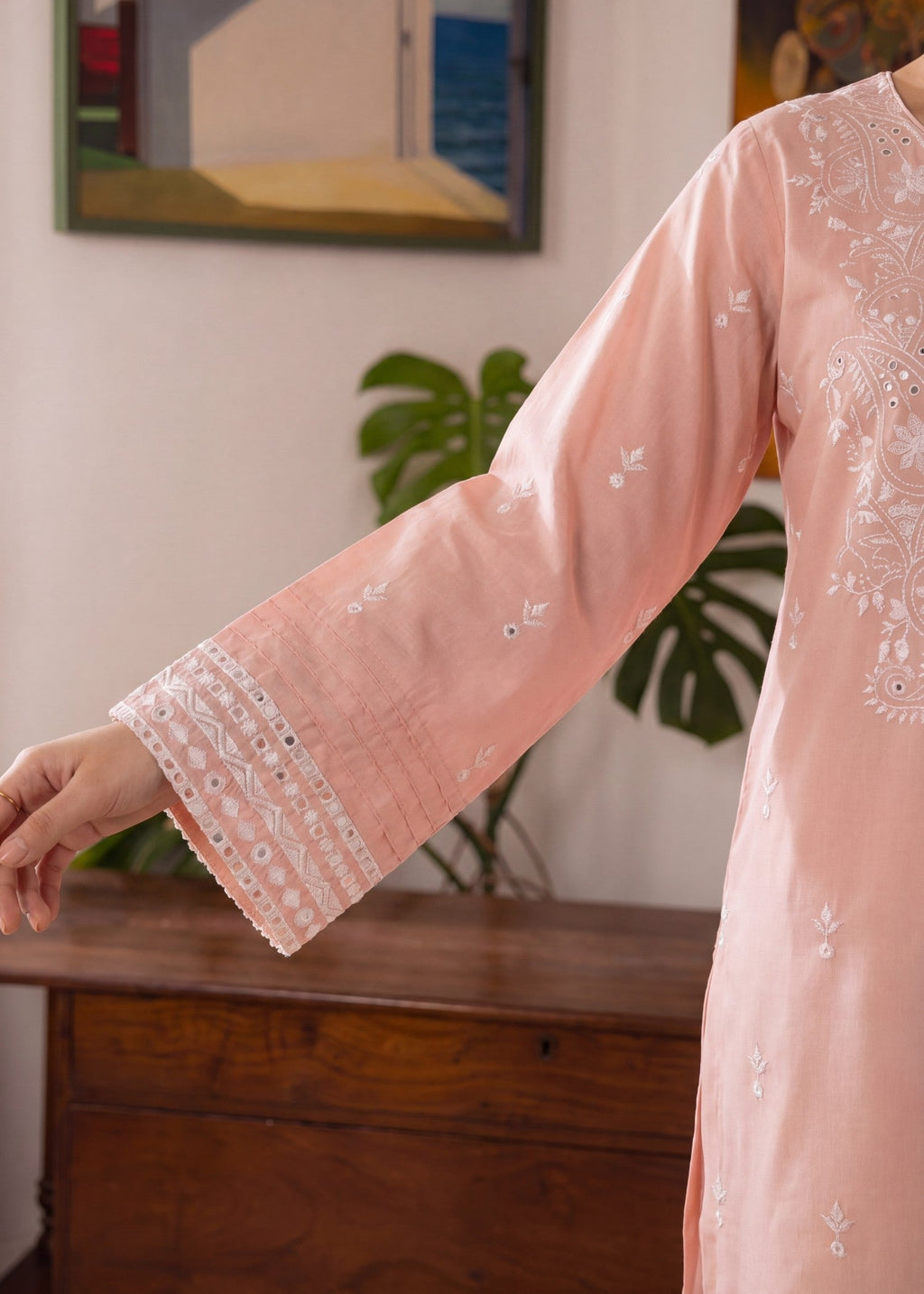 Embroidered Lawn 2-Piece Suit – Pink, Summer Wear