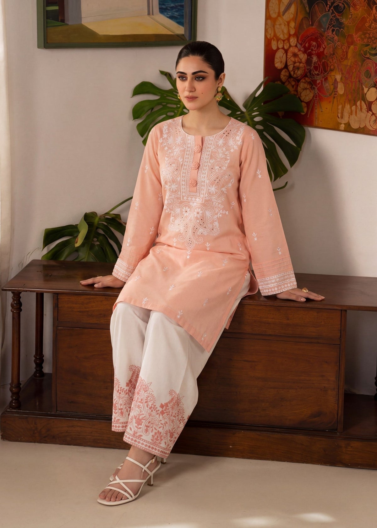 Embroidered Lawn 2-Piece Suit – Pink, Summer Wear