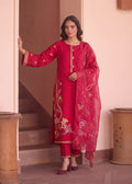 Embroidered Lawn 3-Piece Suit – Pink, Voile Dupatta
