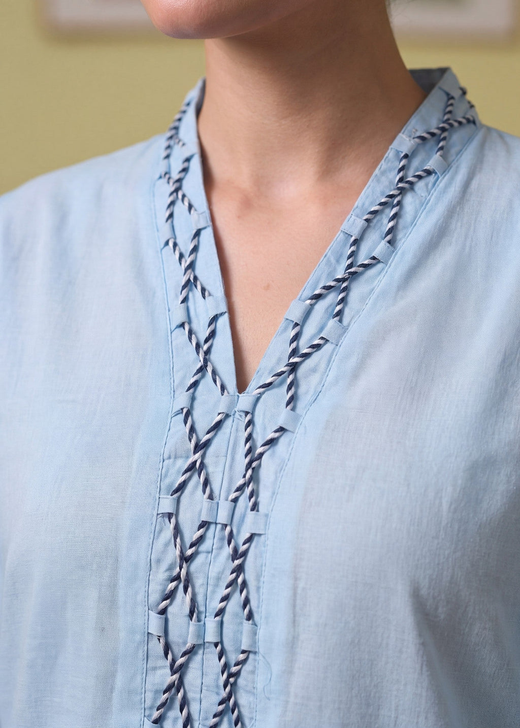 Lace Lawn 3-Piece Suit – Sky Blue, Voile Dupatta