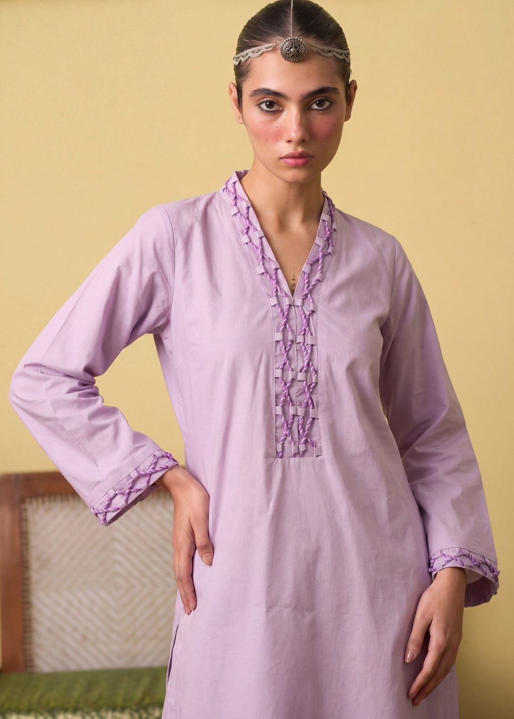 Lace Lawn 3-Piece Suit – Violet, Voile Dupatta