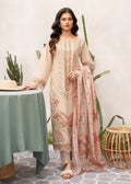 Embroidered Lawn Straight Kurta 3-Piece Suit – Beige with Voile Dupatta, Summer Wear