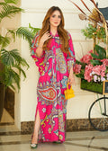 Printed Textured Lawn Long Kaftan – Hot Pink, Festive Wear