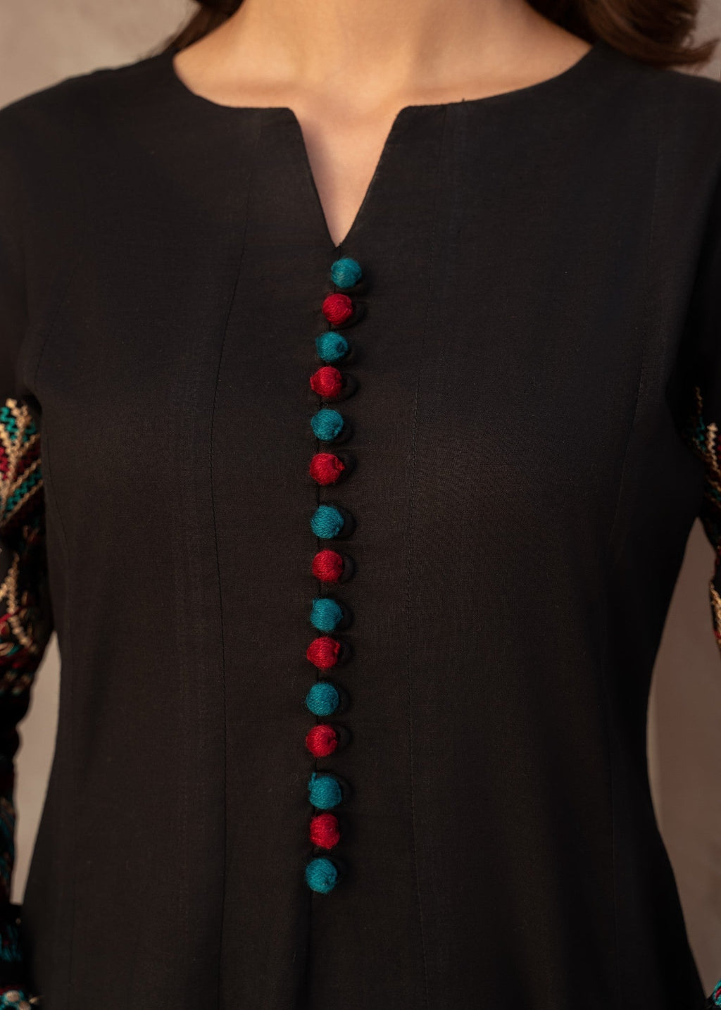 Embroidered Lawn Straight Cut Pishwas 2-Piece Suit – Black, Summer Wear