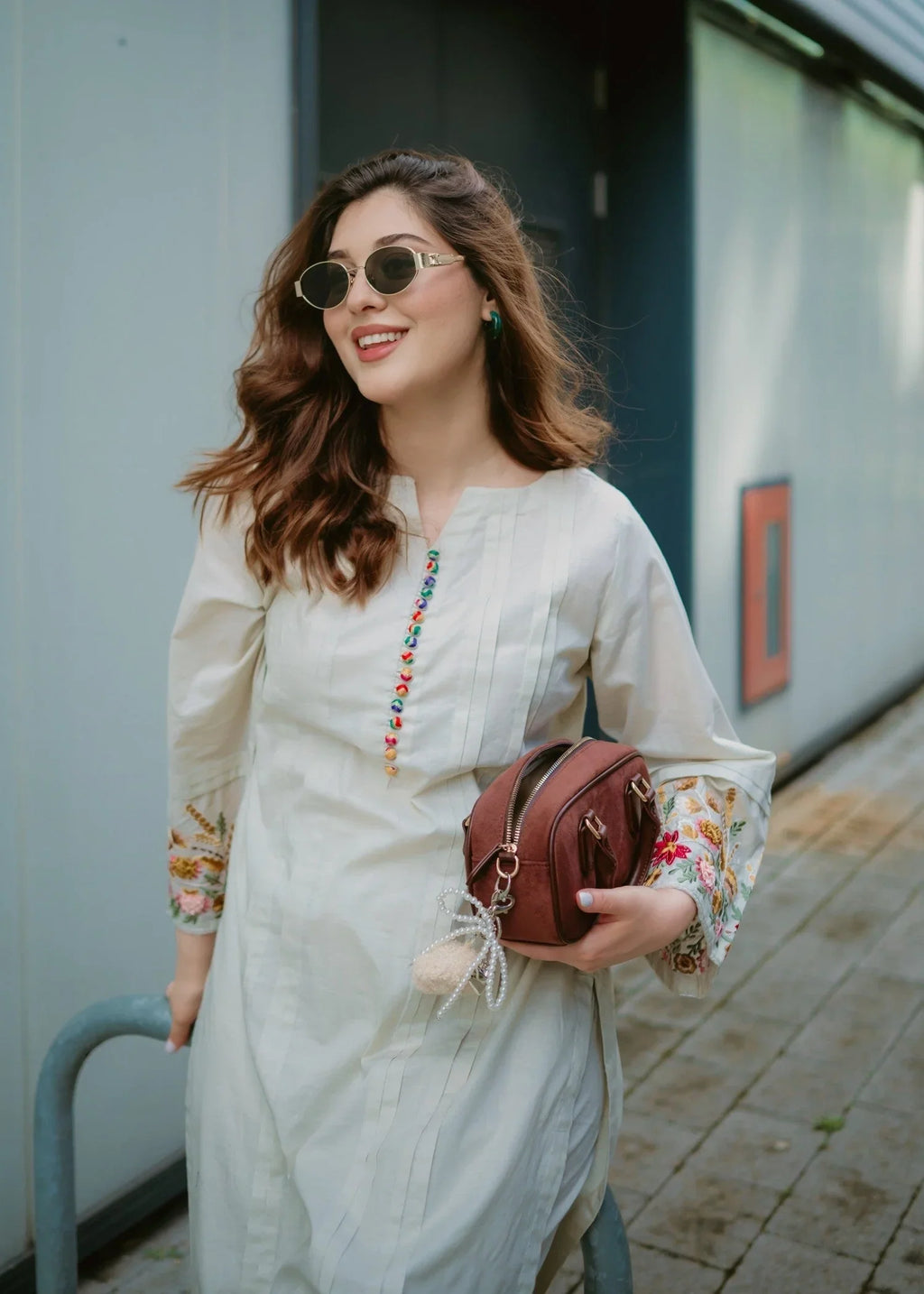 Embroidered Long Kurta Lawn 2-Piece Suit – Ivory, Summer Wear